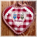 Pot Holder Heart with Lace red squares