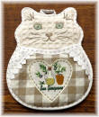 Pot Holder Cat with pocket and Lace white squares