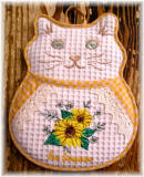Pot Holder Cat with pocket and Lace sunflowers