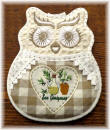 Pot Holder Owl with pocket and Lace white squares