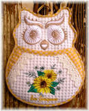 Pot Holder Owl with pocket and Lace sunflowers